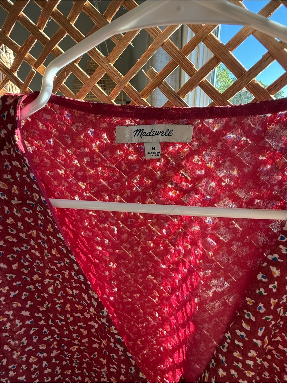 Madewell Red Floral V-Neck Blouse